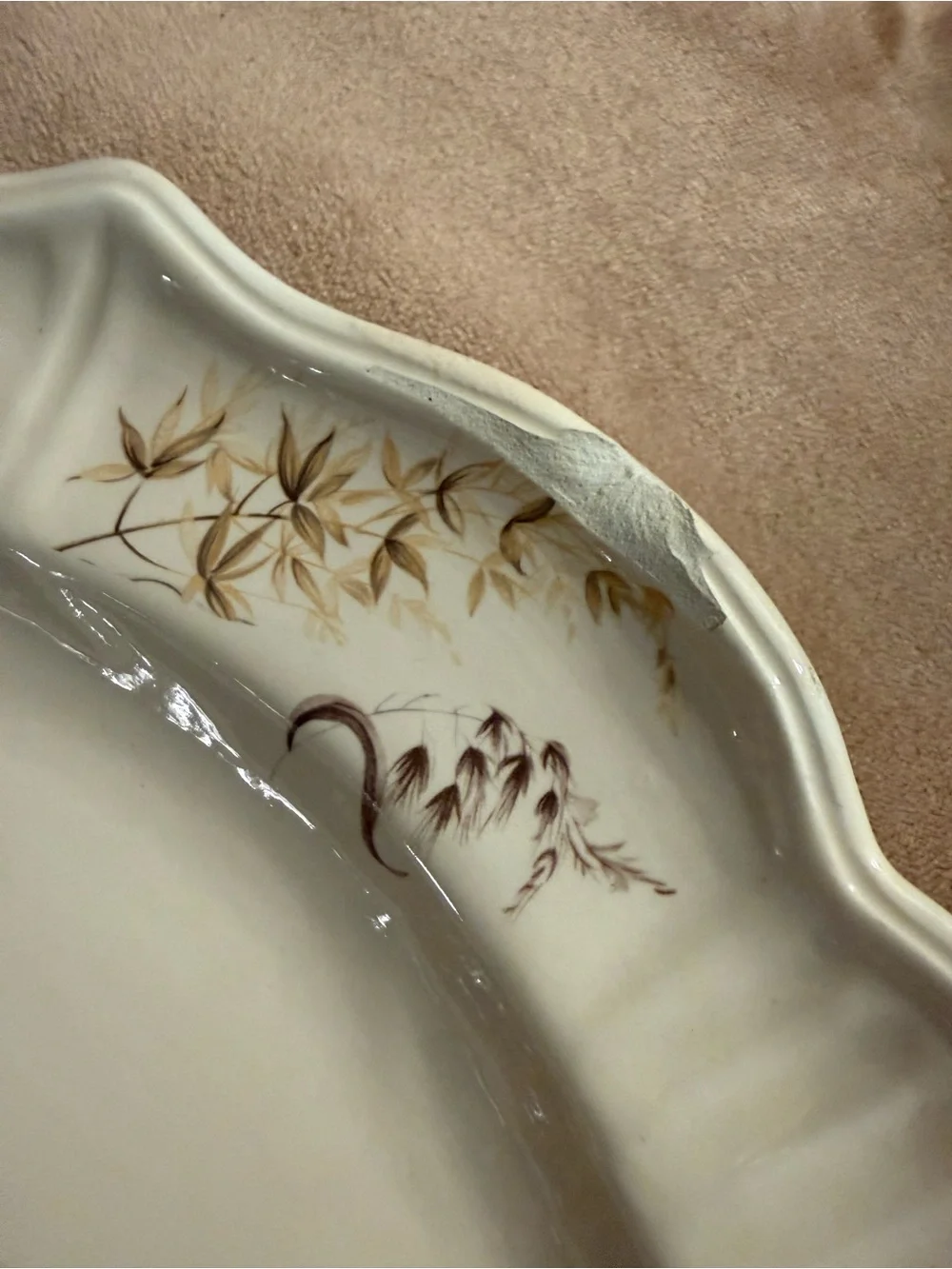Ceramic Turkey Platter - Brown & Cream Decorative Serving Plate